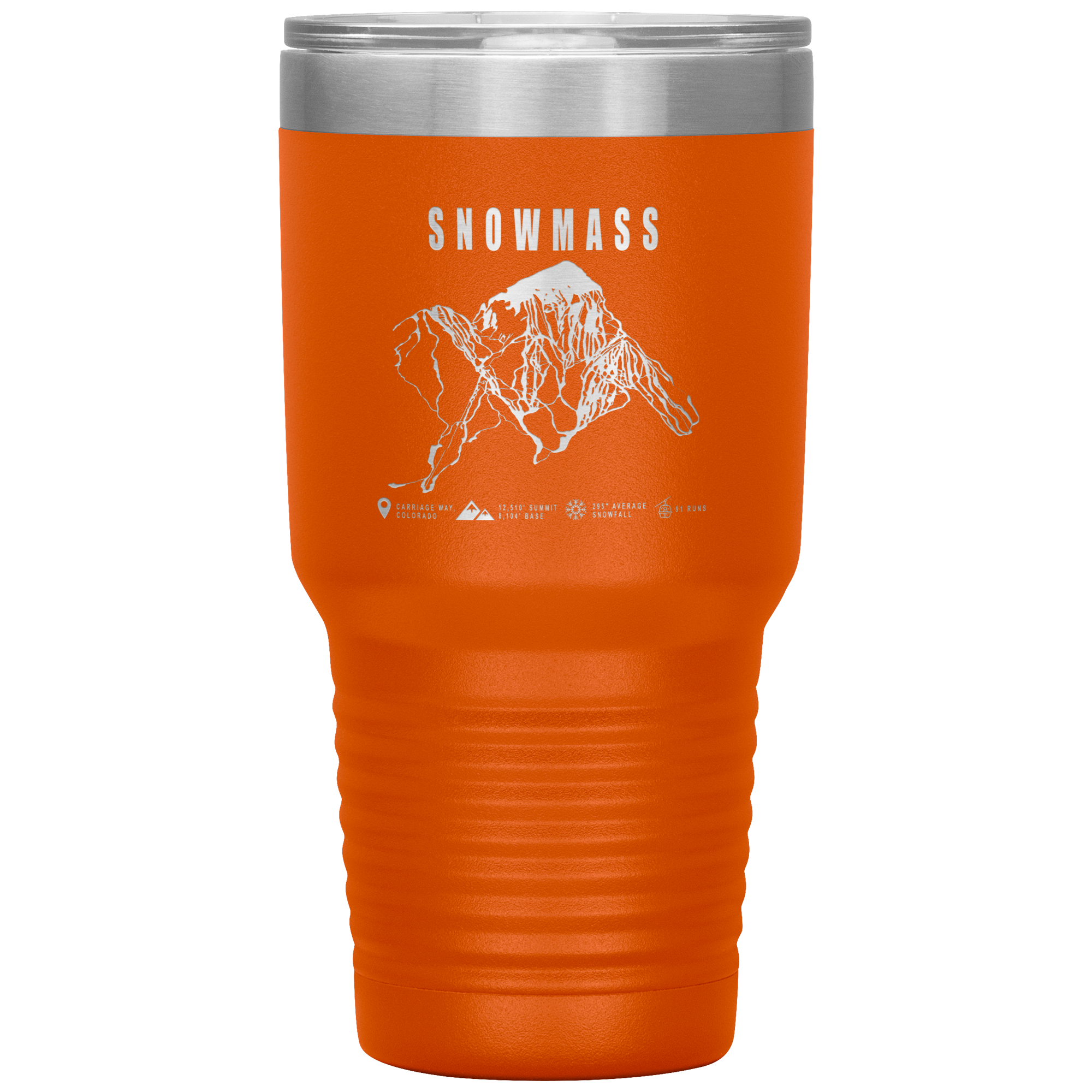 Snowmass Colorado Ski Trail Map 30oz Tumbler - Powderaddicts