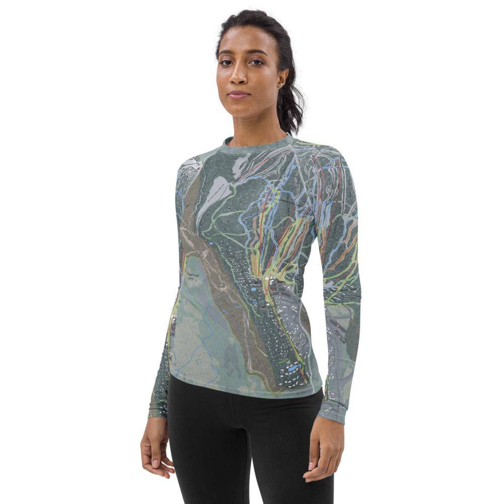 Sugarloaf, Maine Ski Trail Map Women's Base Layer Top - Powderaddicts