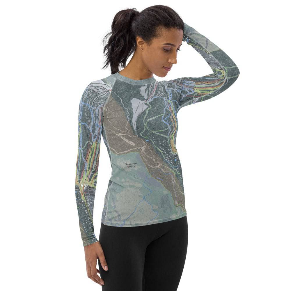 Sugarloaf, Maine Ski Trail Map Women's Base Layer Top - Powderaddicts