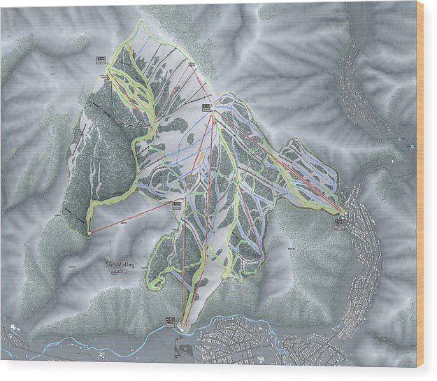 Sun Valley Idaho Ski Trail Map 32oz Water Bottle Tumbler