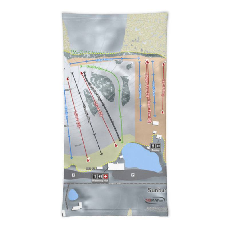 Sunburst, Wisconsin Ski Trail Map Printed Neck Gaiter - Powderaddicts