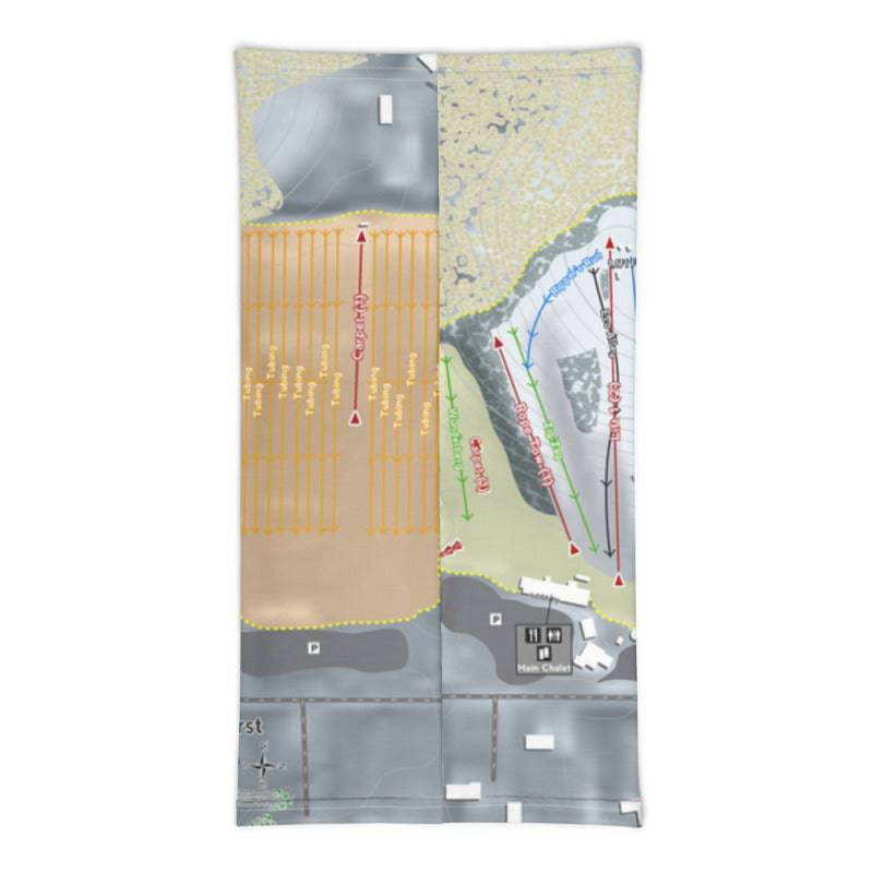 Sunburst, Wisconsin Ski Trail Map Printed Neck Gaiter - Powderaddicts