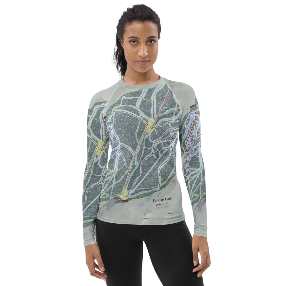 Sunrise Park, Arizona Ski Trail Map Women&#39;s Base Layer Top - Powderaddicts