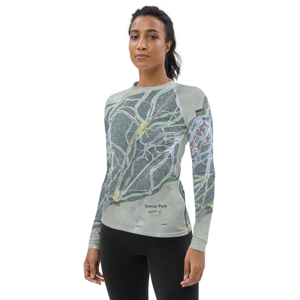 Sunrise Park, Arizona Ski Trail Map Women's Base Layer Top - Powderaddicts