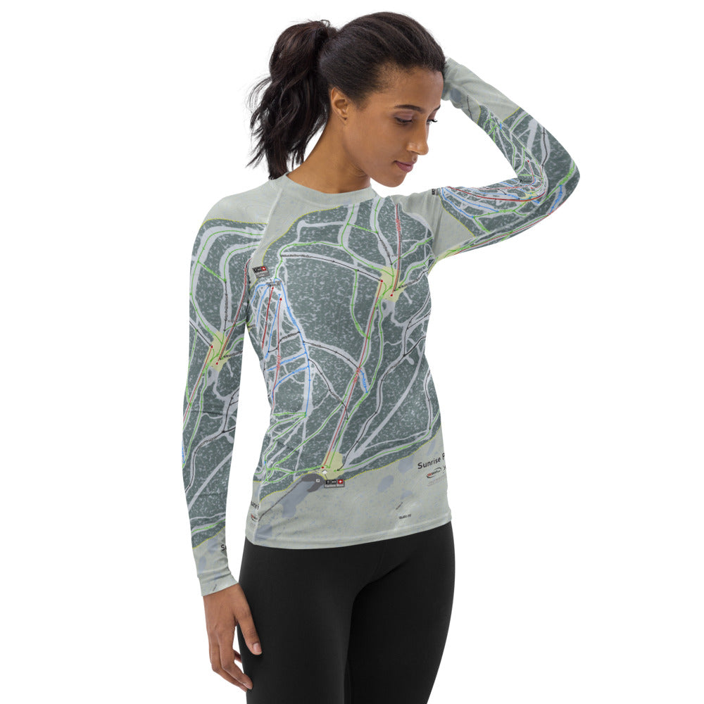 Sunrise Park, Arizona Ski Trail Map Women's Base Layer Top - Powderaddicts