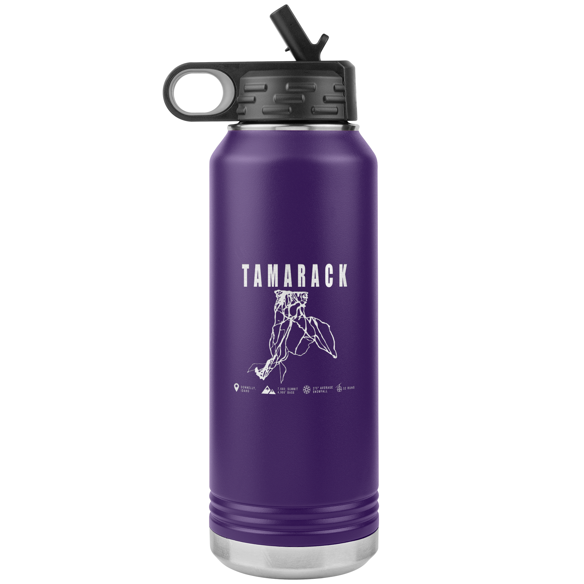 Tamarack Idaho Ski Trail Map 32oz Water Bottle Tumbler - Powderaddicts