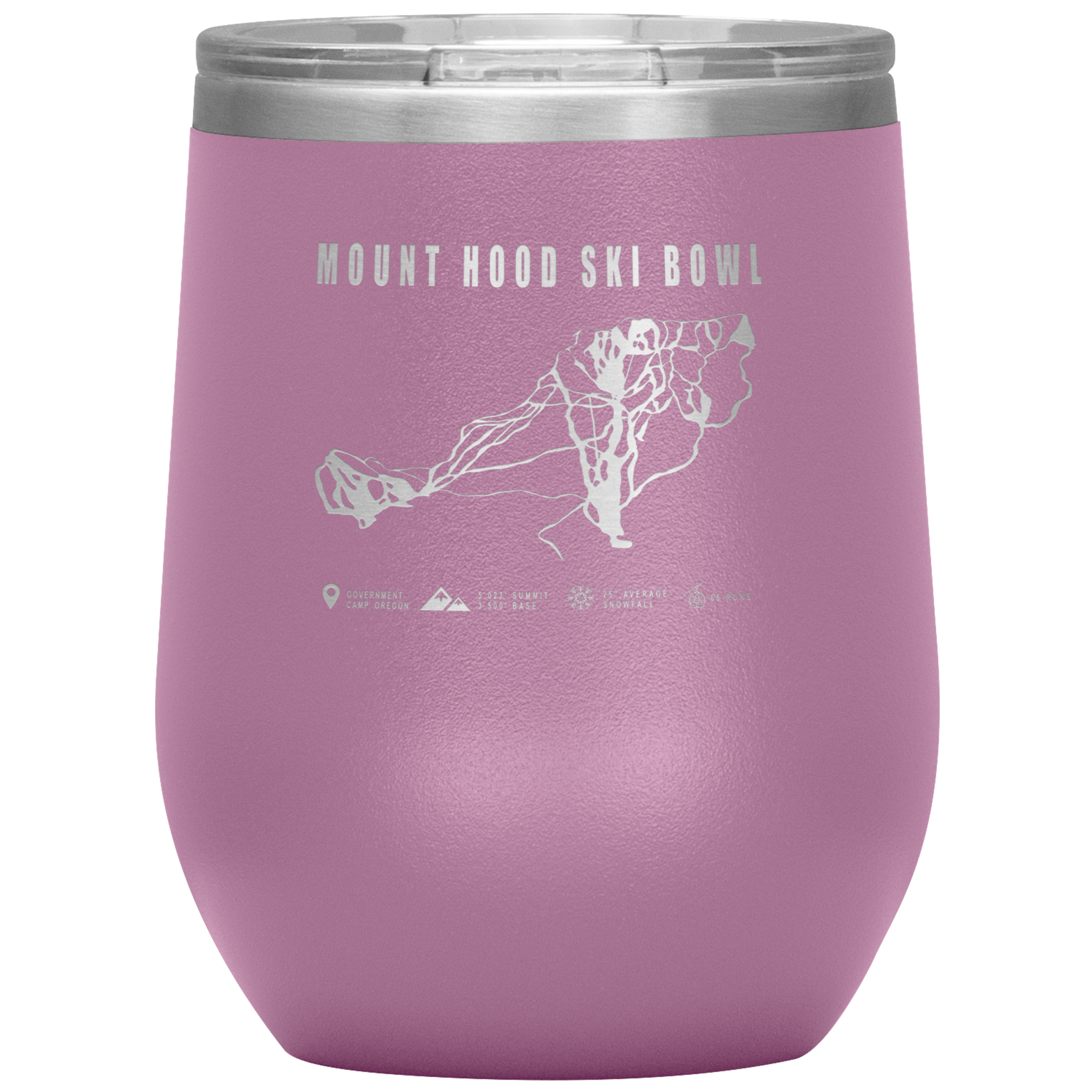 Mount Hood Ski Bowl, Oregon Ski Trail Map Wine 12oz Tumbler - Powderaddicts