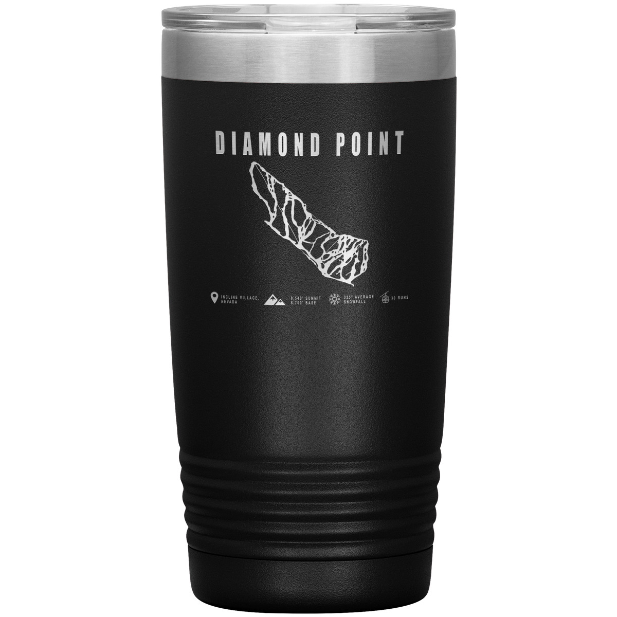 Diamond Point, Nevada Ski Trail Map 20oz Tumbler - Powderaddicts