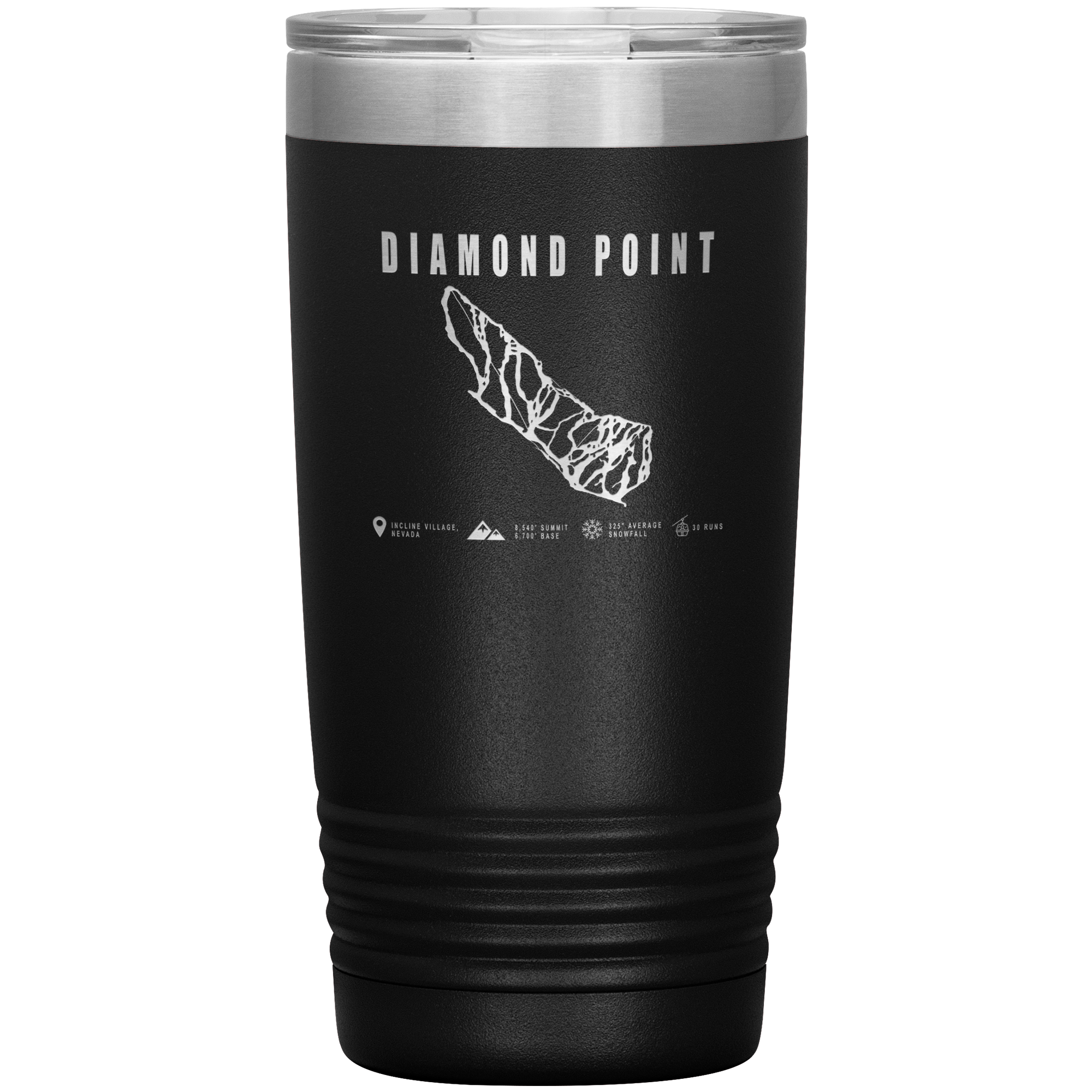 Diamond Point, Nevada Ski Trail Map 20oz Tumbler - Powderaddicts