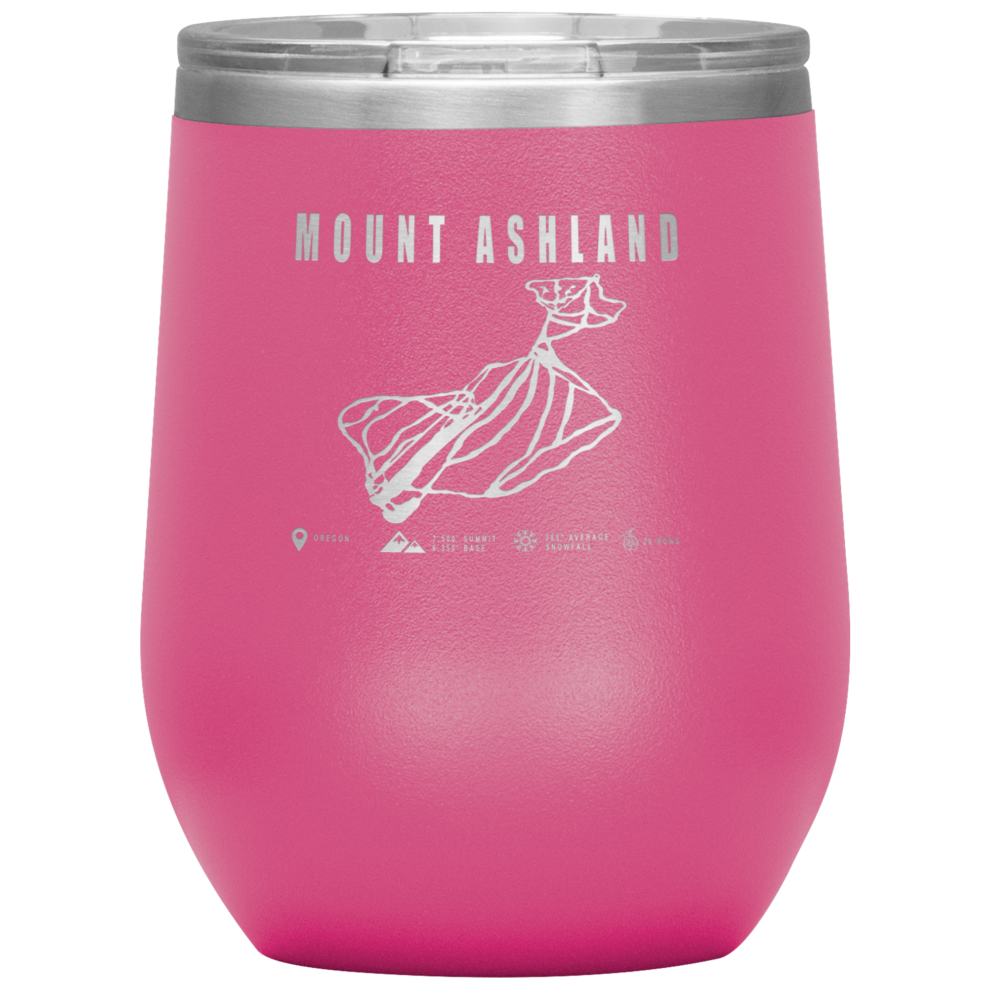 Mount Ashland, Oregon Ski Trail Map Wine 12oz Tumbler - Powderaddicts