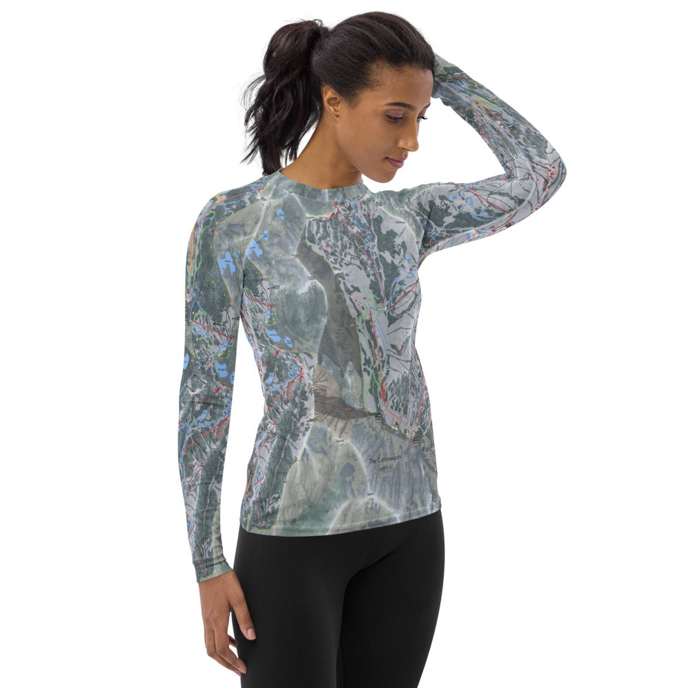 The Cottonwoods, Utah Ski Trail Map Women's Base Layer Top - Powderaddicts