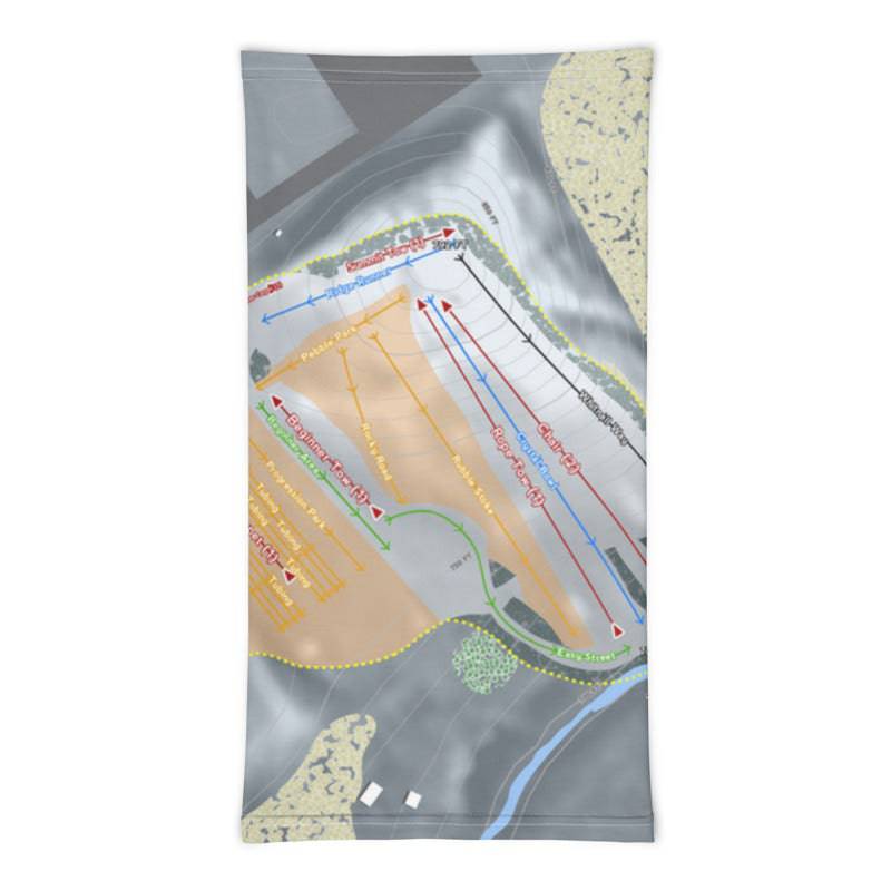 The Rock Snowpark, Wisconsin Ski Trail Map Printed Neck Gaiter - Powderaddicts