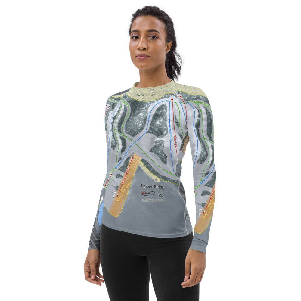 Timber Ridge, Michigan Ski Trail Map Women's Base Layer Top - Powderaddicts