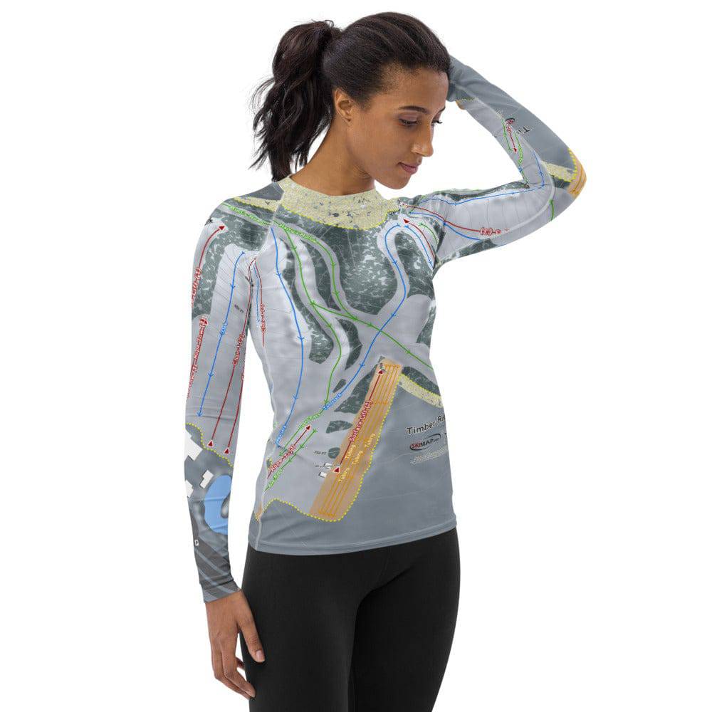 Timber Ridge, Michigan Ski Trail Map Women's Base Layer Top - Powderaddicts