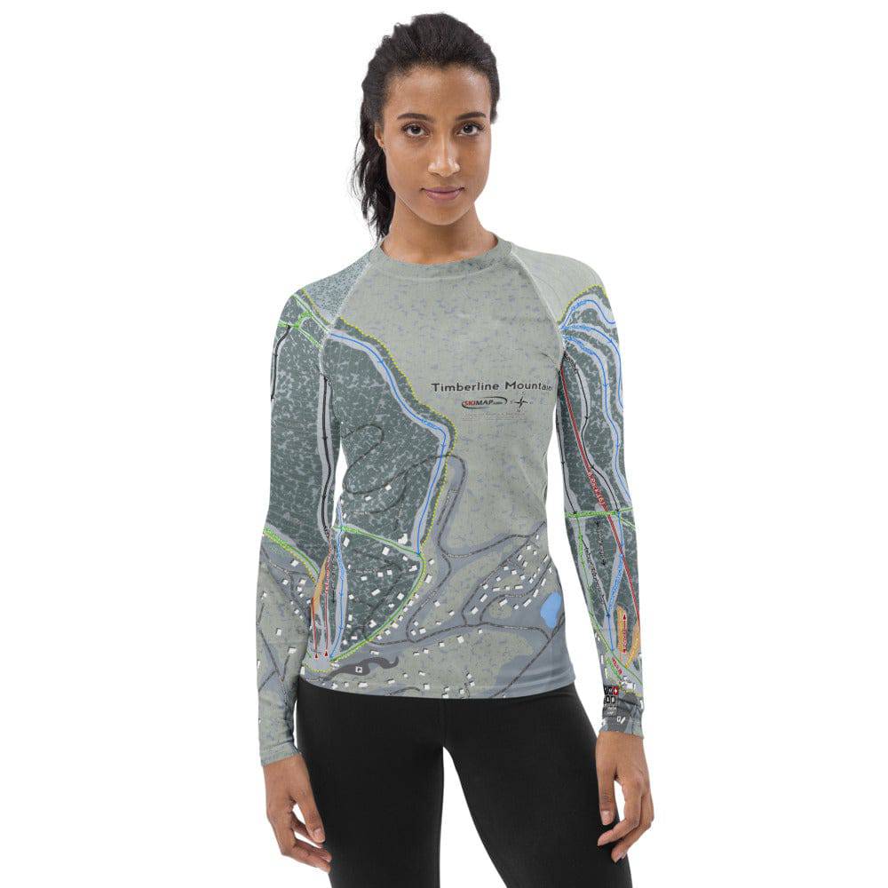 Timberline Mountain, West Virginia Ski Trail Map Women&#39;s Base Layer Top - Powderaddicts