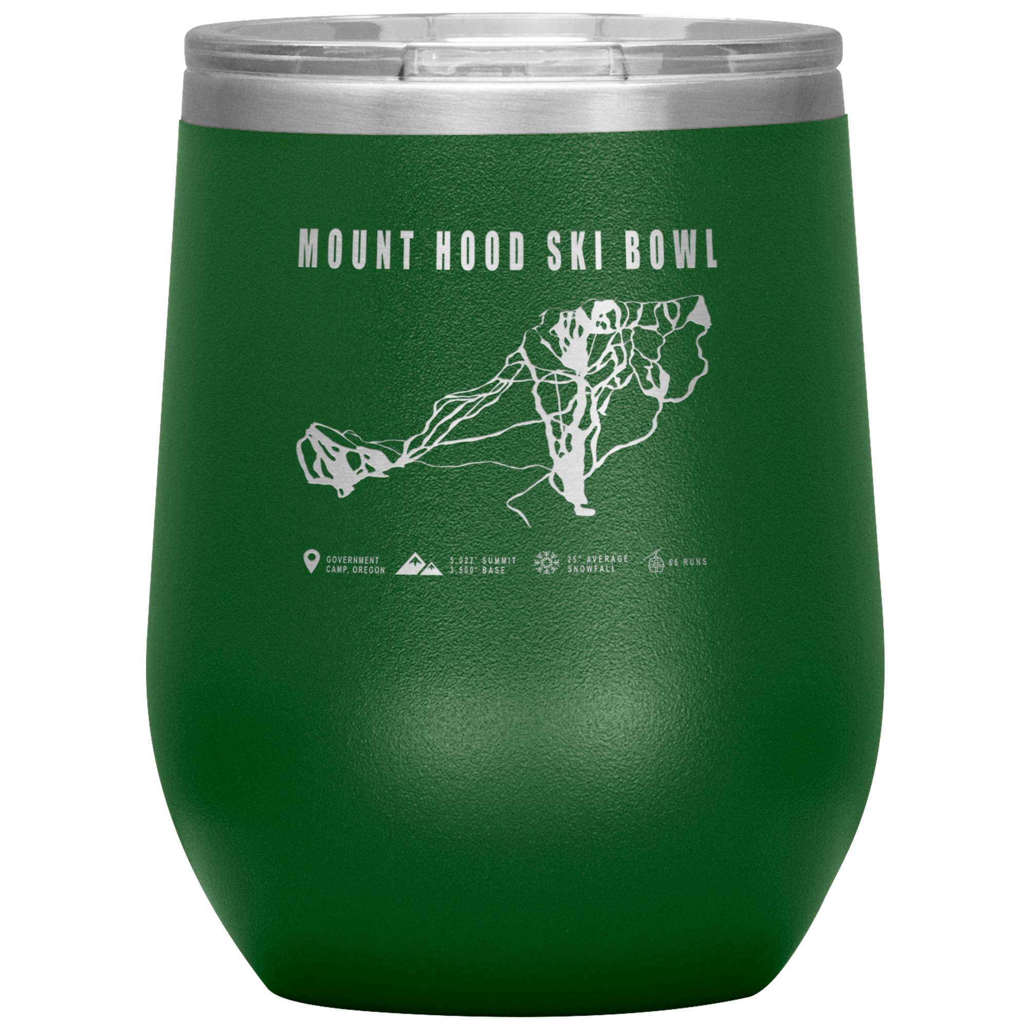 Mount Hood Ski Bowl, Oregon Ski Trail Map Wine 12oz Tumbler - Powderaddicts