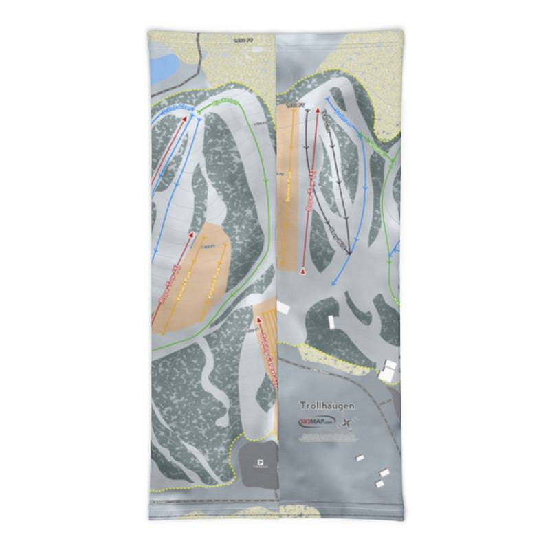 Trollhaugen, Wisconsin Ski Trail Map Printed Neck Gaiter - Powderaddicts