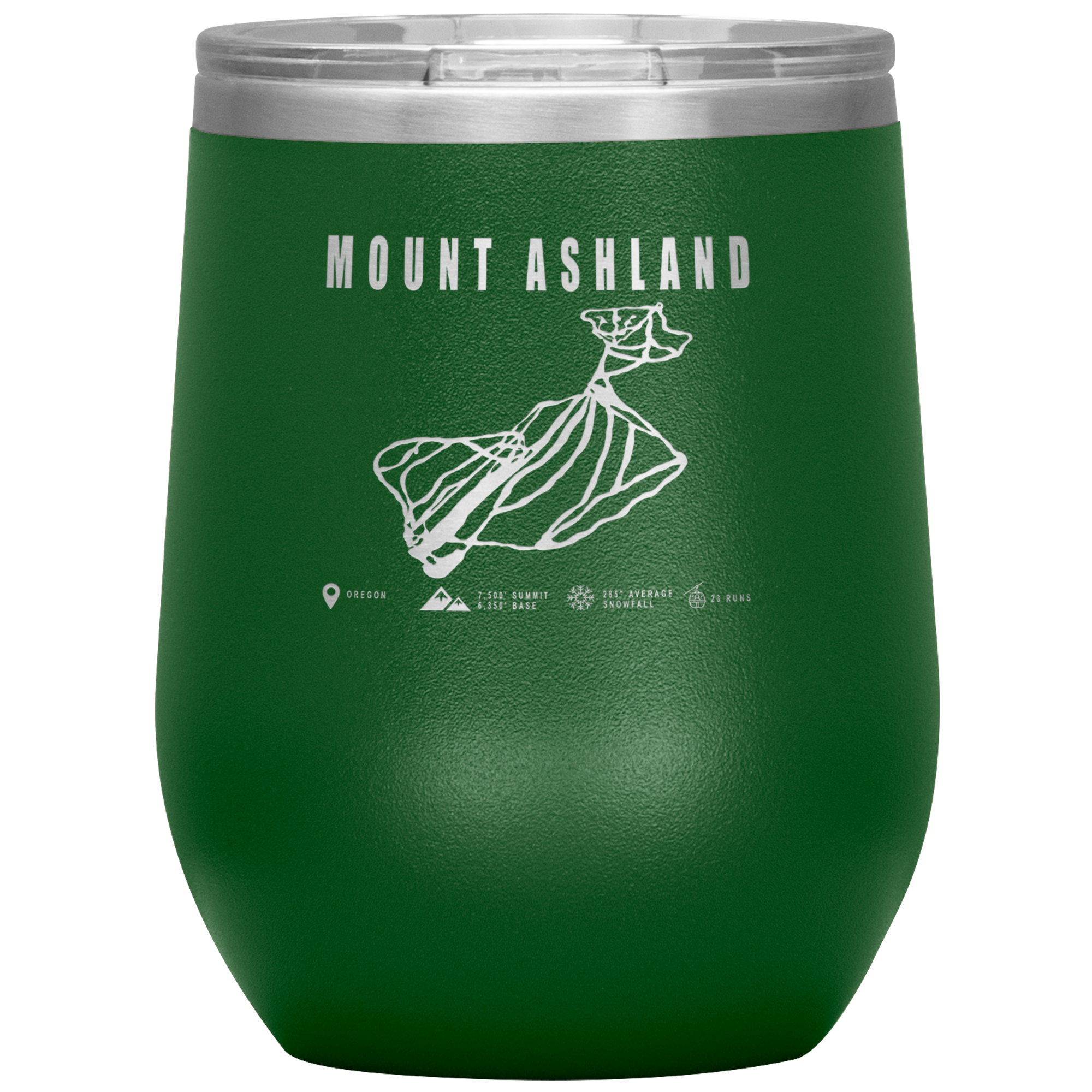 Mount Ashland, Oregon Ski Trail Map Wine 12oz Tumbler - Powderaddicts