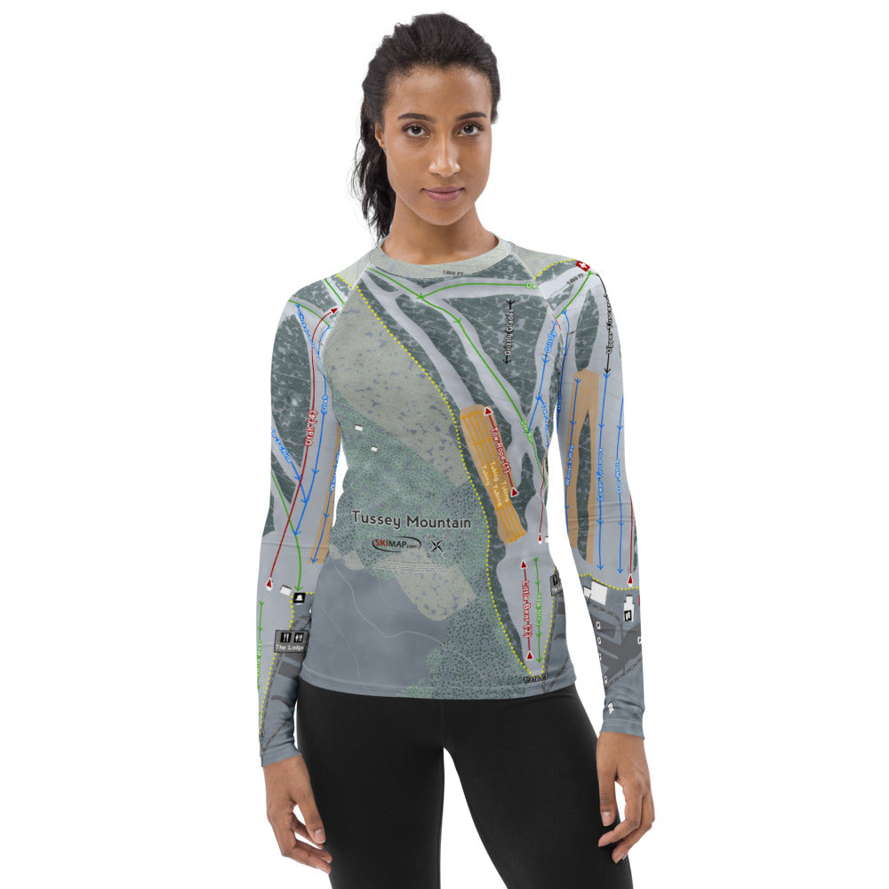 Tussey Mountain, Pennsylvania Ski Trail Map Women&#39;s Base Layer Top - Powderaddicts