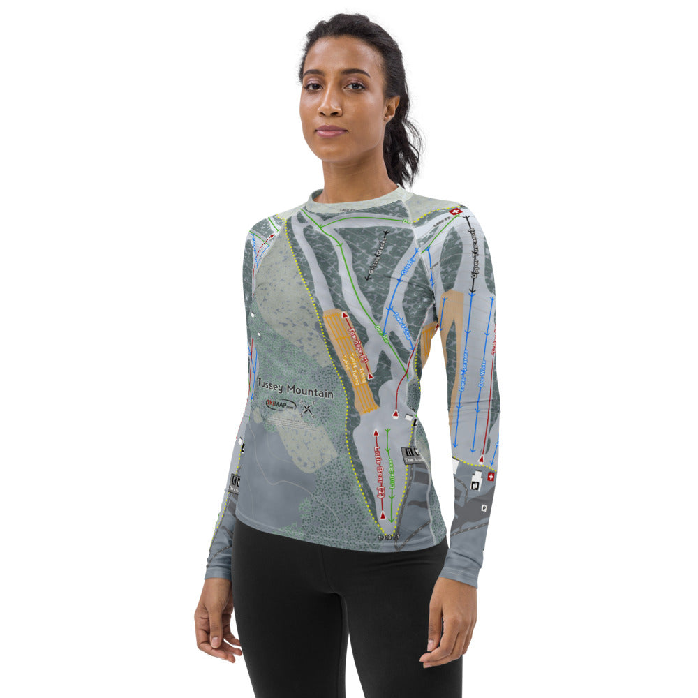 Tussey Mountain, Pennsylvania Ski Trail Map Women's Base Layer Top - Powderaddicts