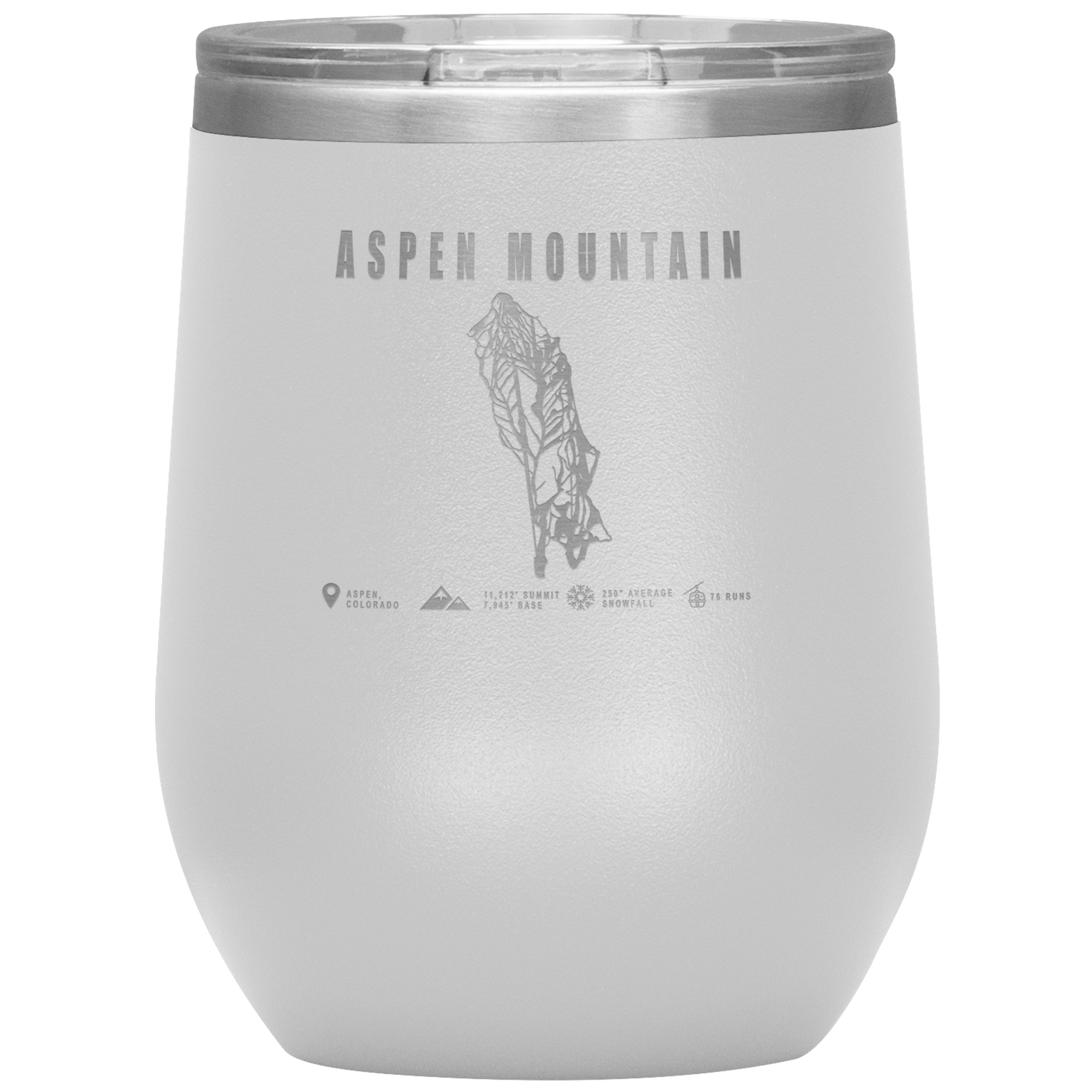 Aspen Mountain Colorado Ski Trail Map Wine 12oz Tumbler - Powderaddicts