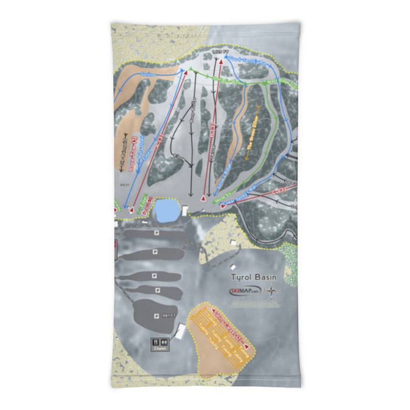 Tyrol Basin, Wisconsin Ski Trail Map Printed Neck Gaiter - Powderaddicts