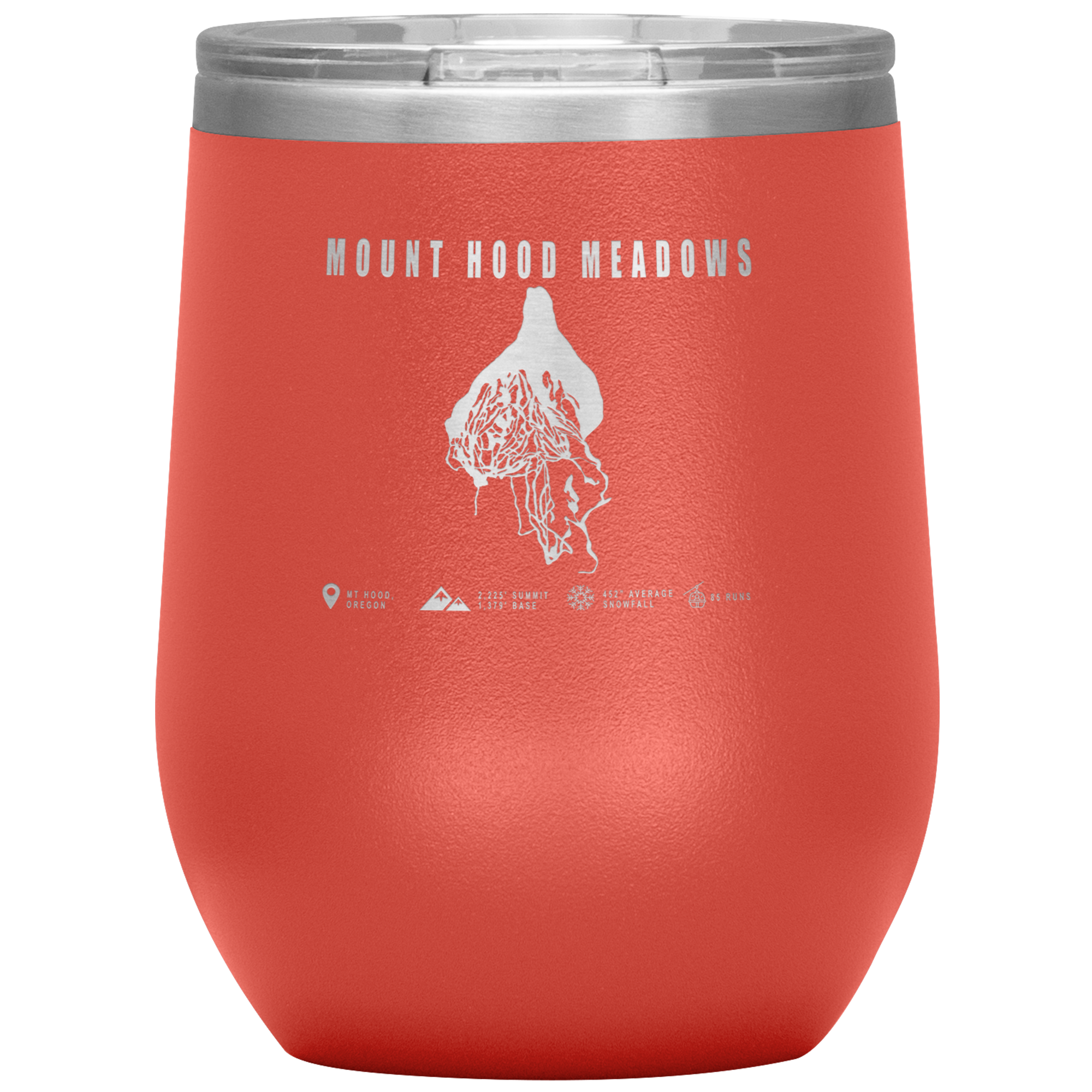 Mount Hood Meadows, Oregon Ski Trail Map Wine 12oz Tumbler - Powderaddicts