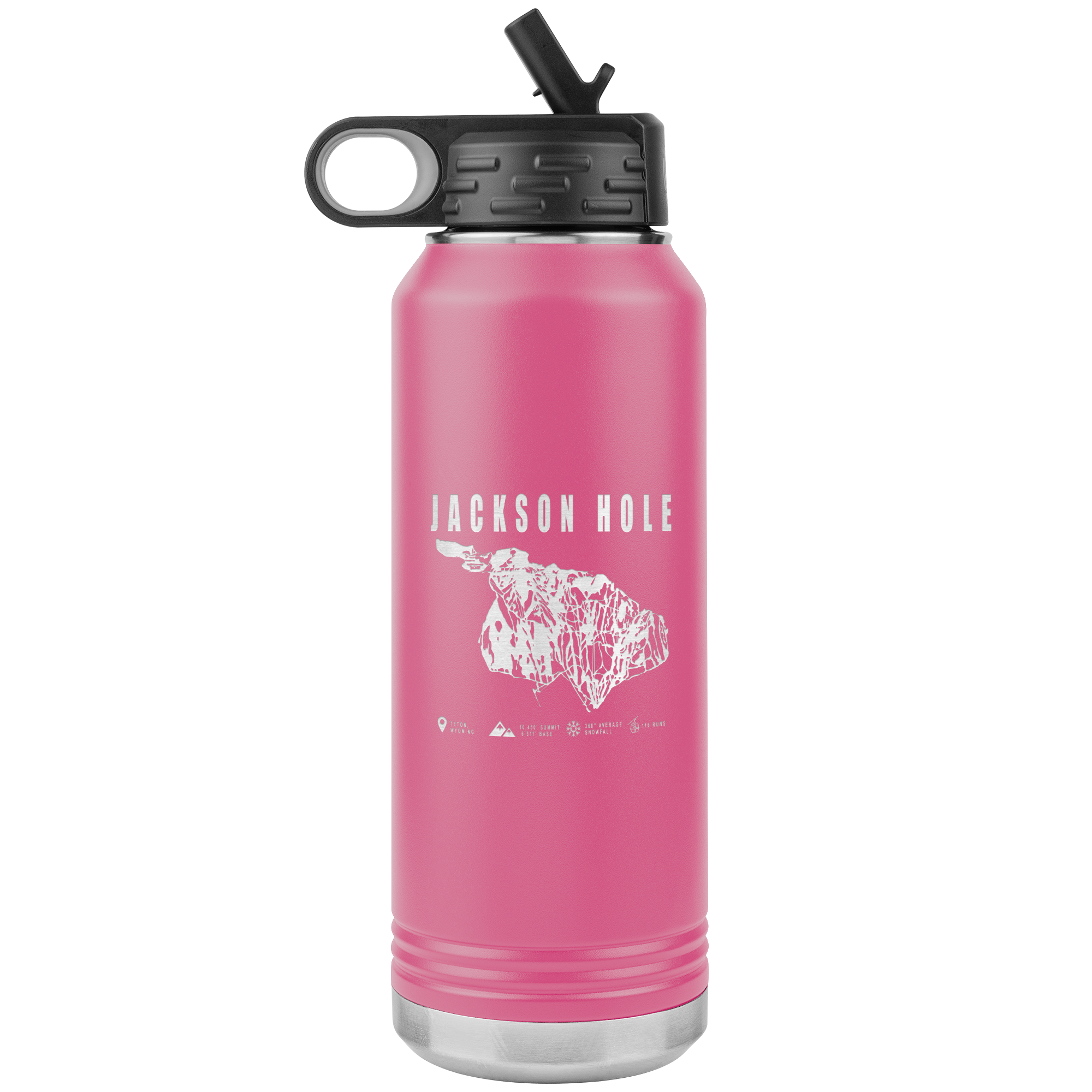 Jackson Hole Wyoming Ski Trail Map 32oz Water Bottle Tumbler - Powderaddicts