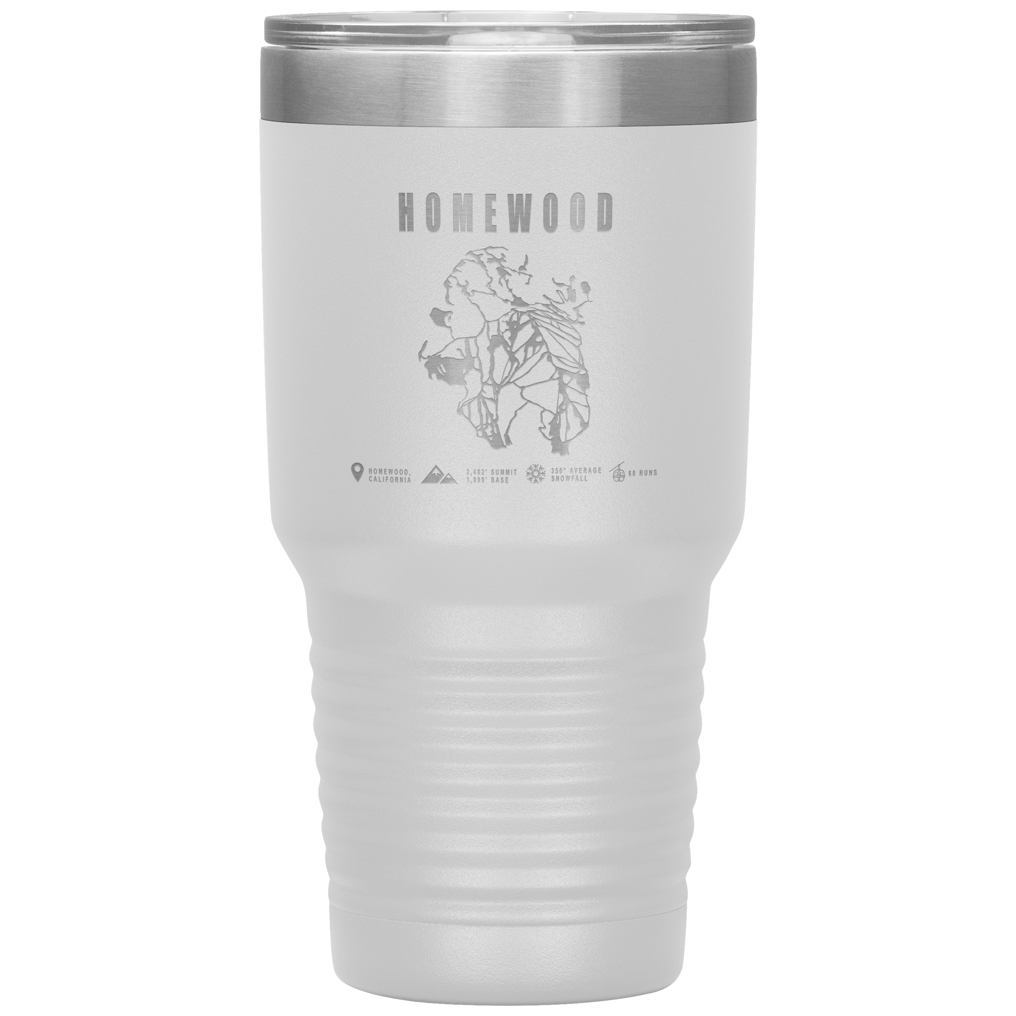 Homewood, California Ski Trail Map 30oz Tumbler - Powderaddicts