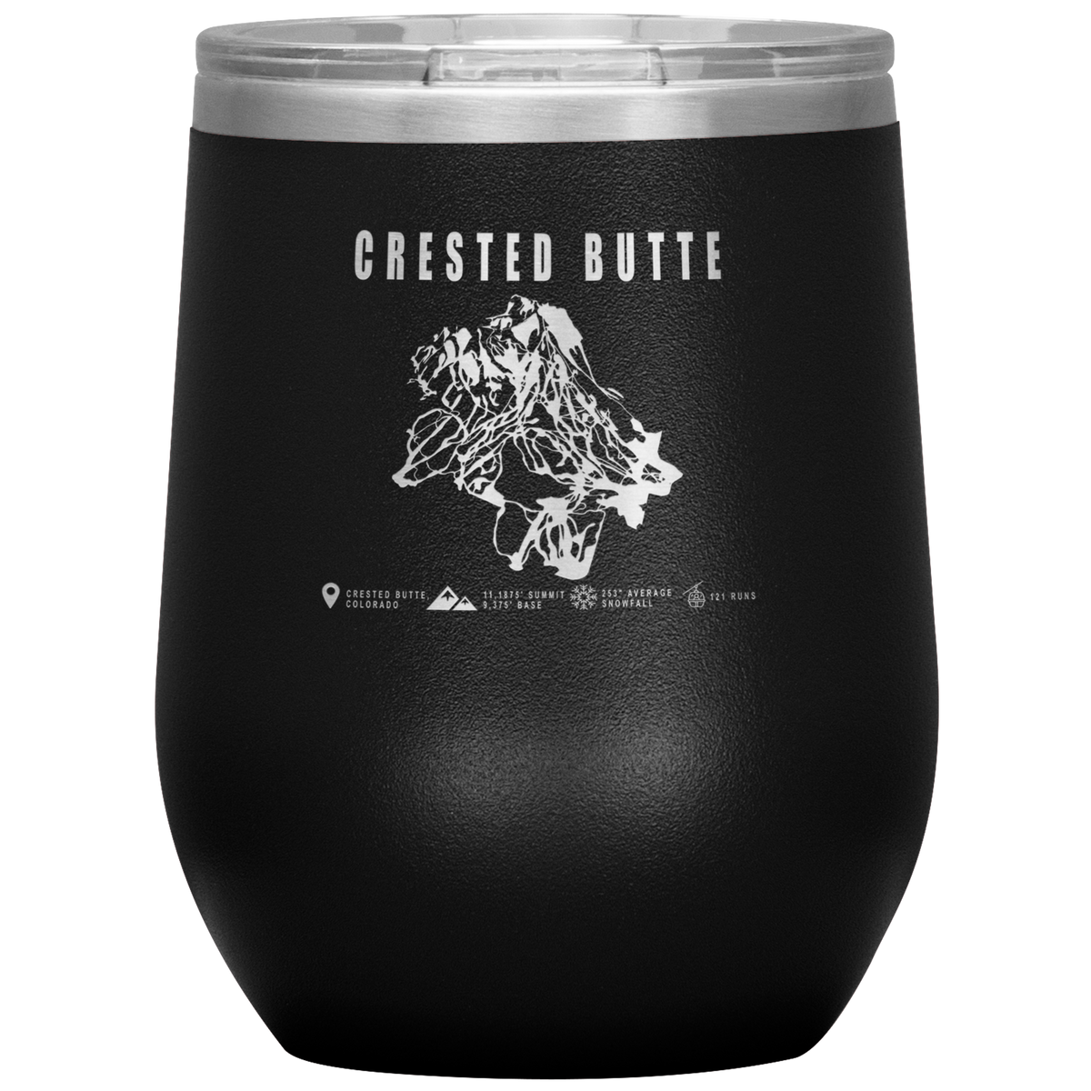 Crested Butte Colorado Ski Trail Map Wine 12oz Tumbler - Powderaddicts