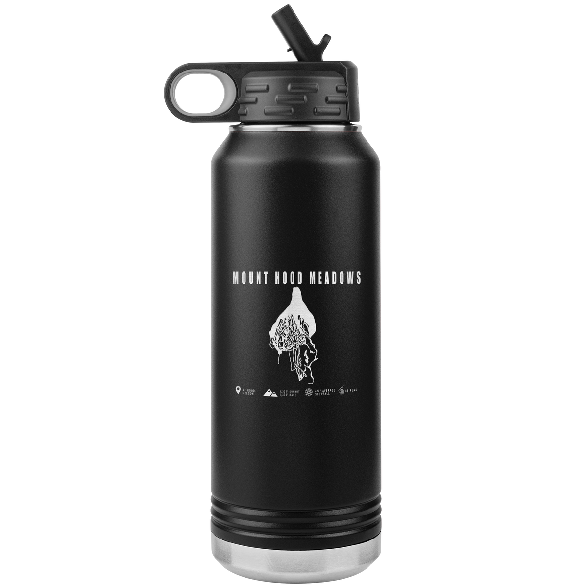 Mount Hood Meadows, Oregon Ski Trail Map 32oz Water Bottle Tumbler - Powderaddicts