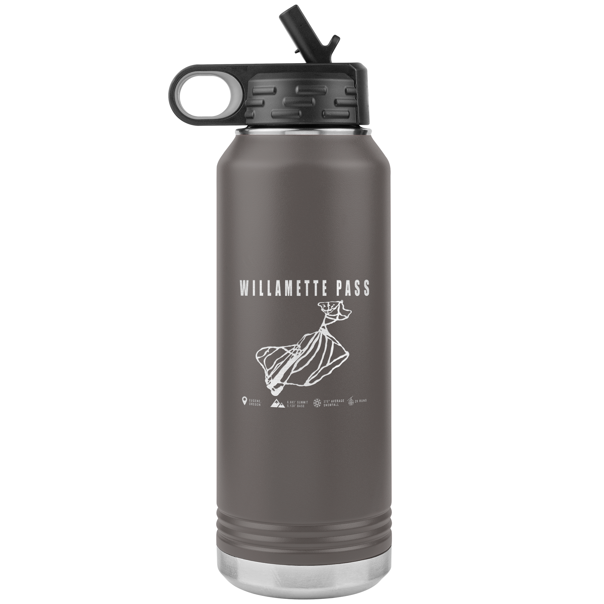 Willamette Pass, Oregon Ski Trail Map 32oz Water Bottle Tumbler - Powderaddicts