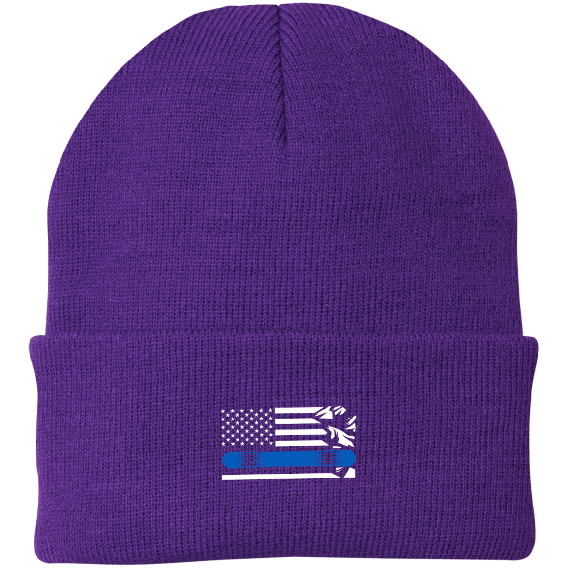 US Snowboard Flag Thin Blue Line Knit Cap - Powderaddicts