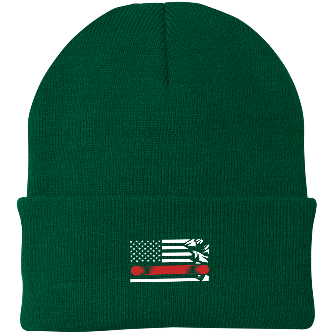 US Snowboard Flag Thin Red Line Knit Cap - Powderaddicts