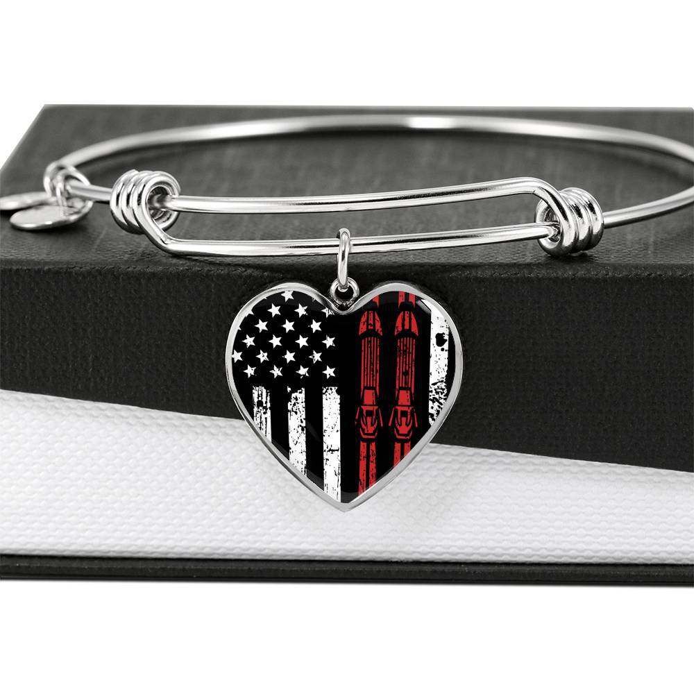 USA Ski Flag Heart Pendant and Bangle - Powderaddicts