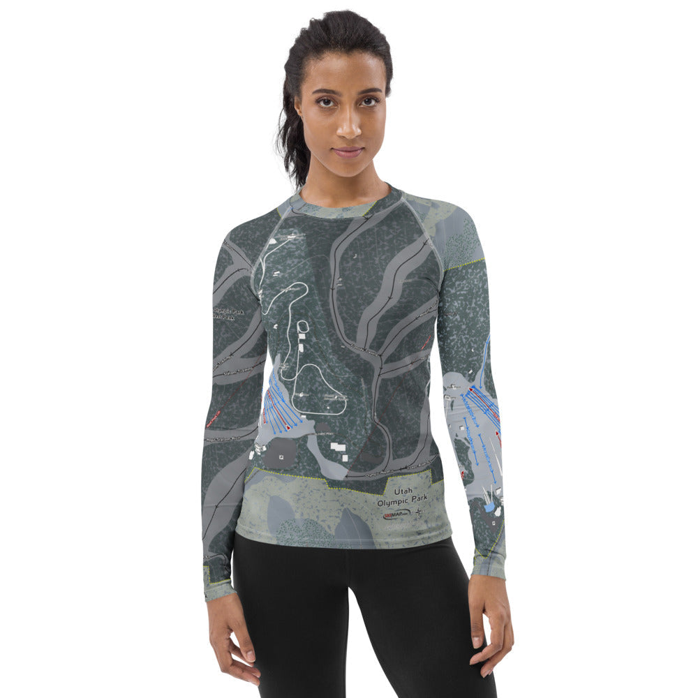 Utah Olympic Park, Utah Ski Trail Map Women&#39;s Base Layer Top - Powderaddicts