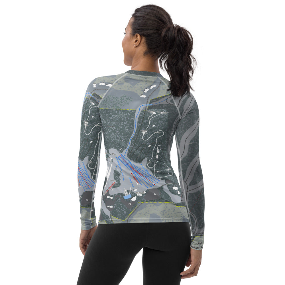 Utah Olympic Park, Utah Ski Trail Map Women's Base Layer Top - Powderaddicts