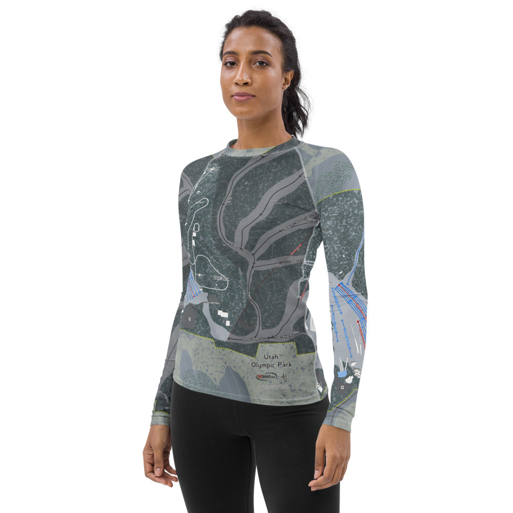 Utah Olympic Park, Utah Ski Trail Map Women's Base Layer Top - Powderaddicts