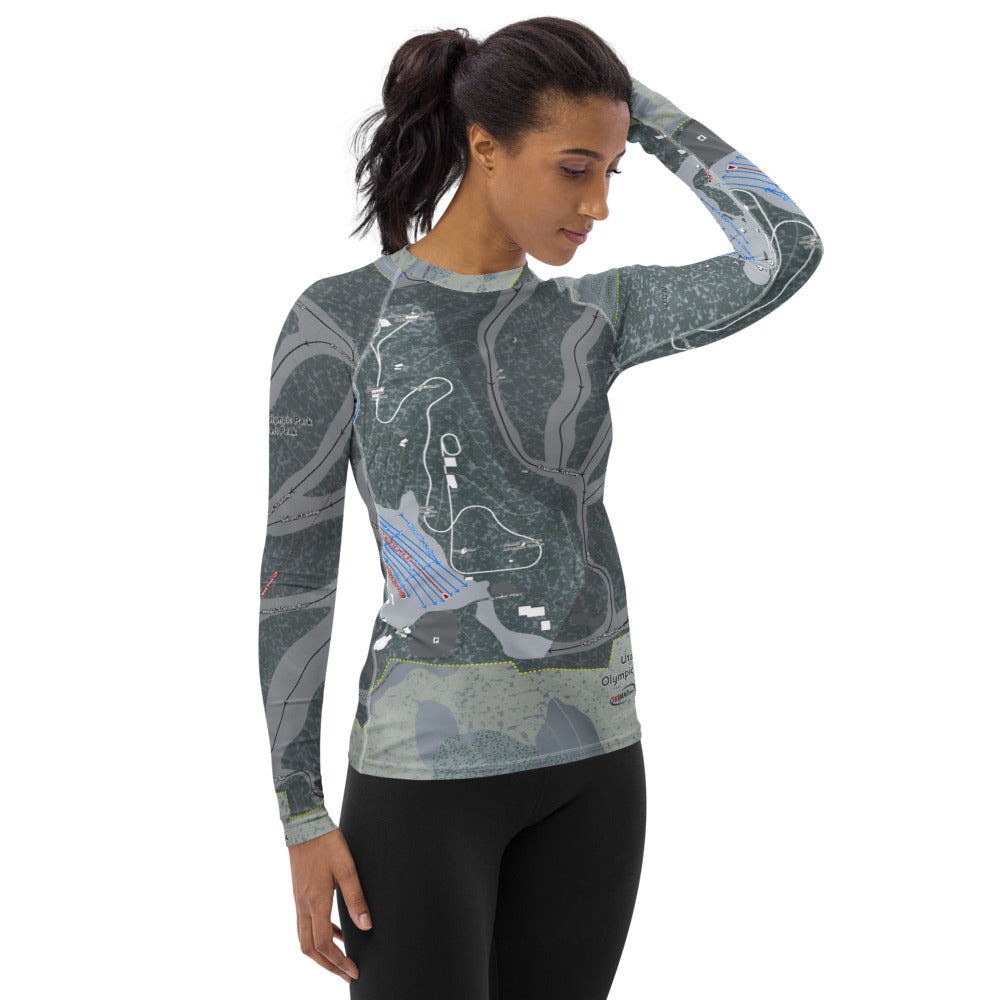 Utah Olympic Park, Utah Ski Trail Map Women's Base Layer Top - Powderaddicts