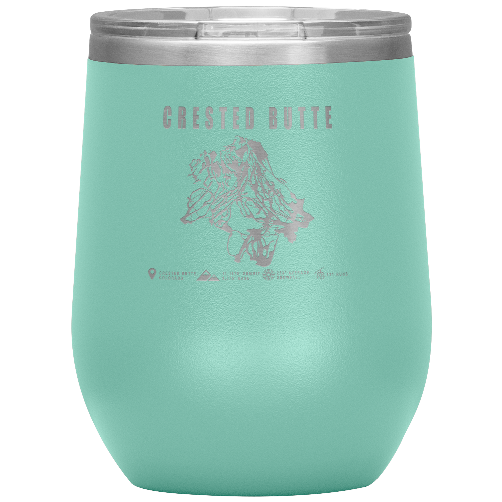 Crested Butte Colorado Ski Trail Map Wine 12oz Tumbler - Powderaddicts