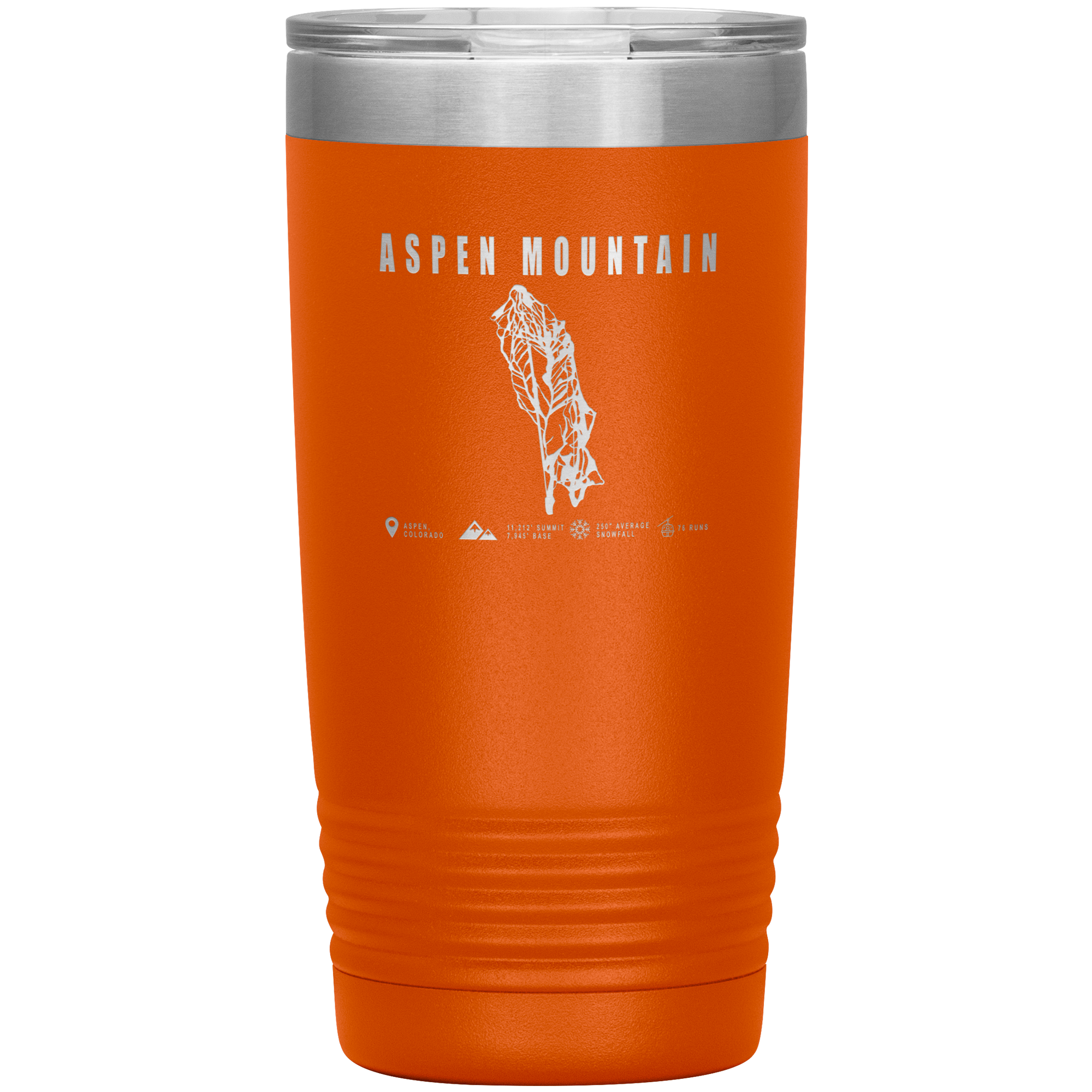 Aspen Mountain Colorado Ski Trail Map 20oz Tumbler - Powderaddicts