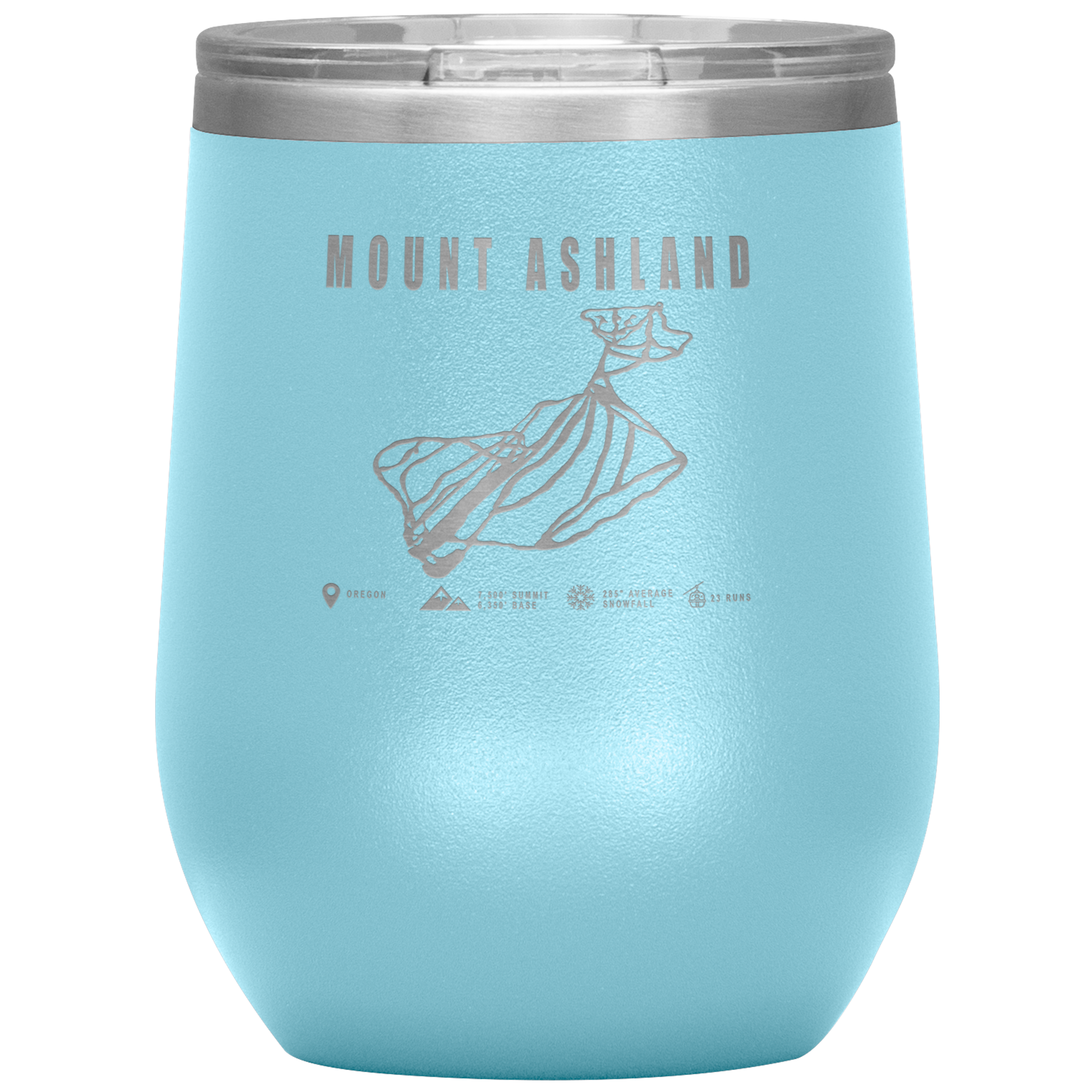 Mount Ashland, Oregon Ski Trail Map Wine 12oz Tumbler - Powderaddicts