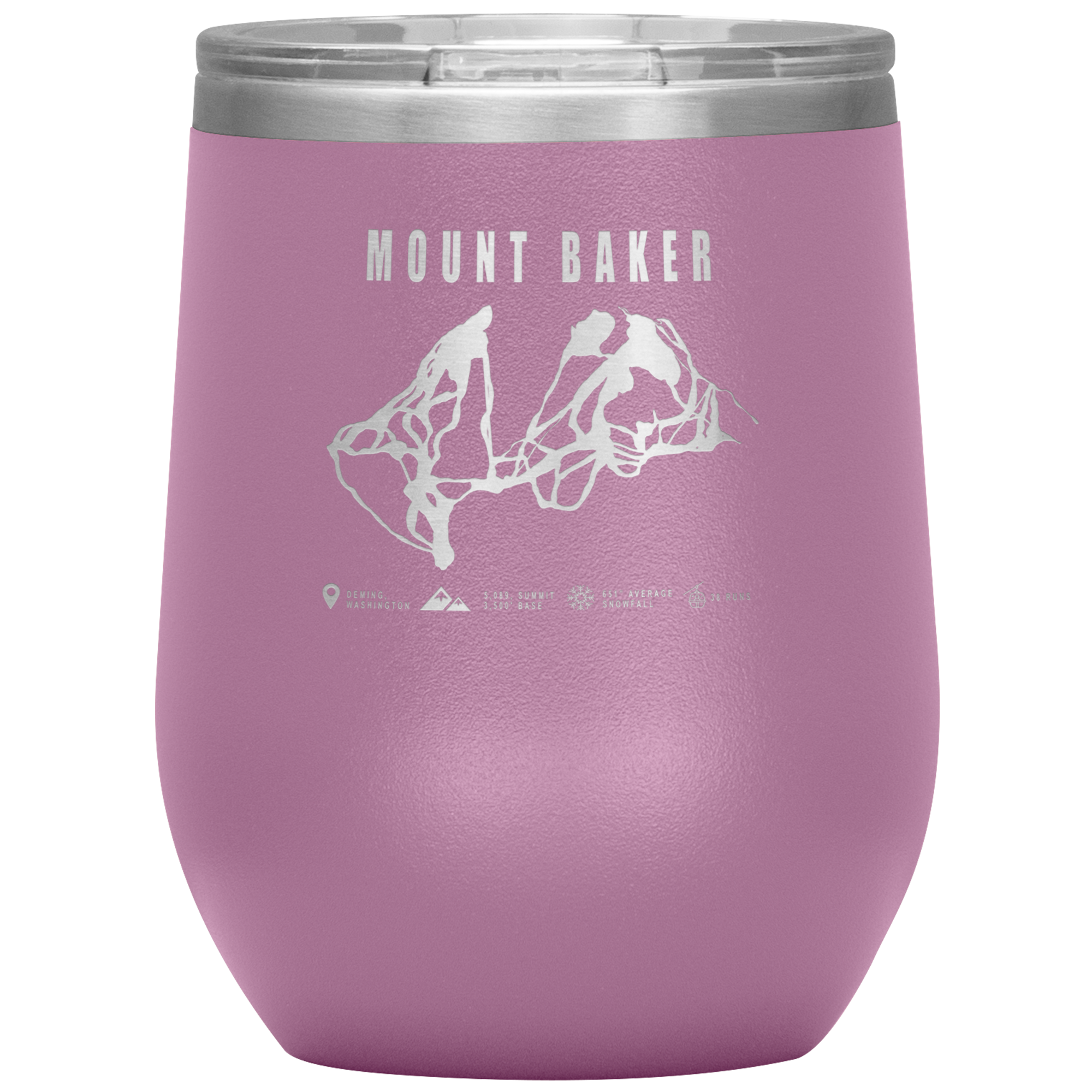 Mount Baker, Washington Ski Trail Map Wine 12oz Tumbler - Powderaddicts