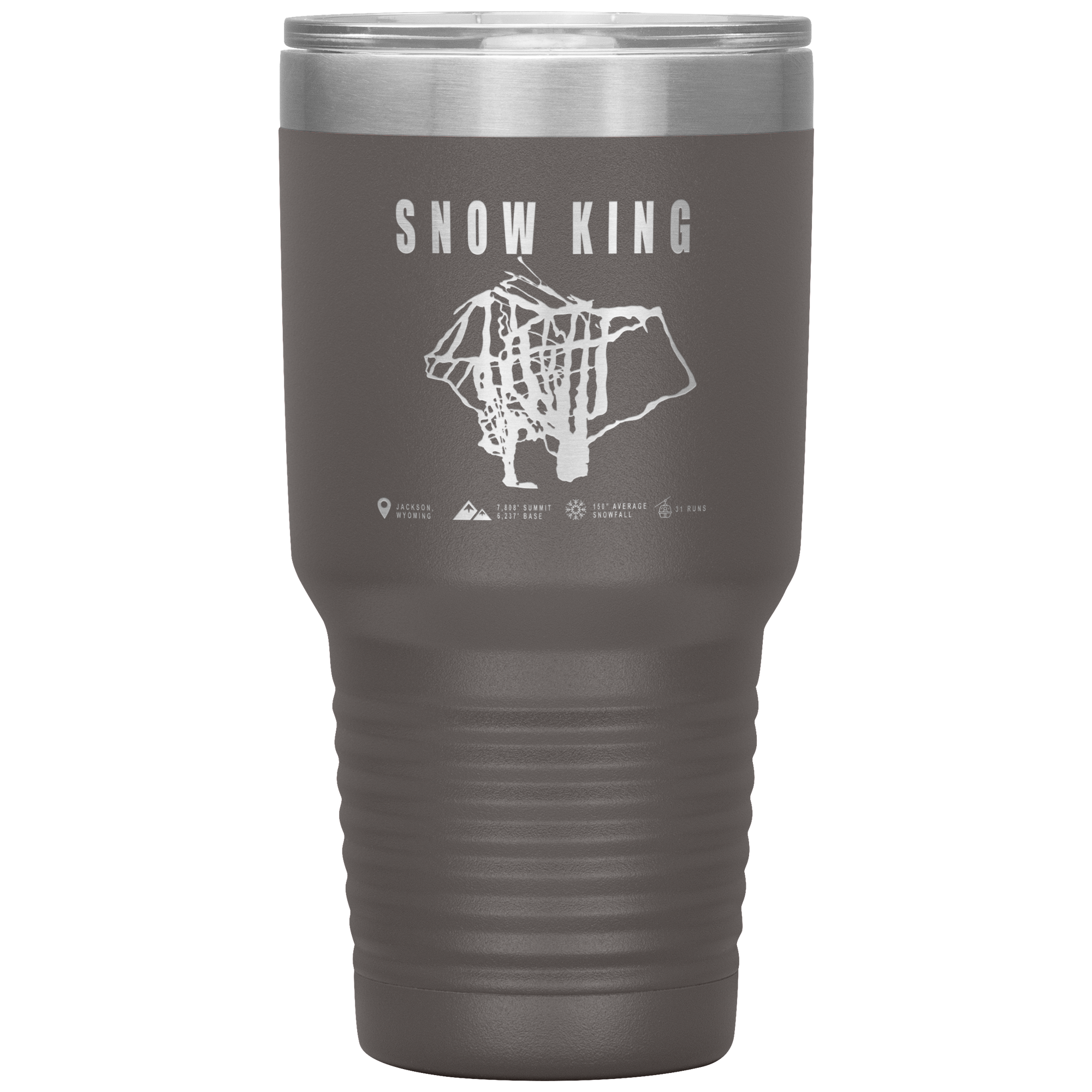 Snow King Wyoming Ski Trail Map 30oz Tumbler - Powderaddicts