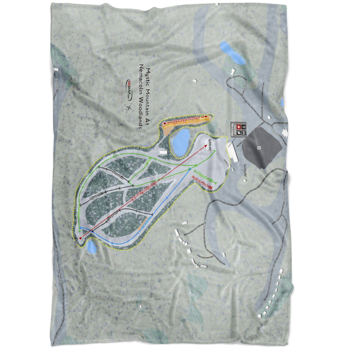 Mystic Mountain Nemacolin, Pennsylvania Ski Trail Map Fleece Blanket - Powderaddicts