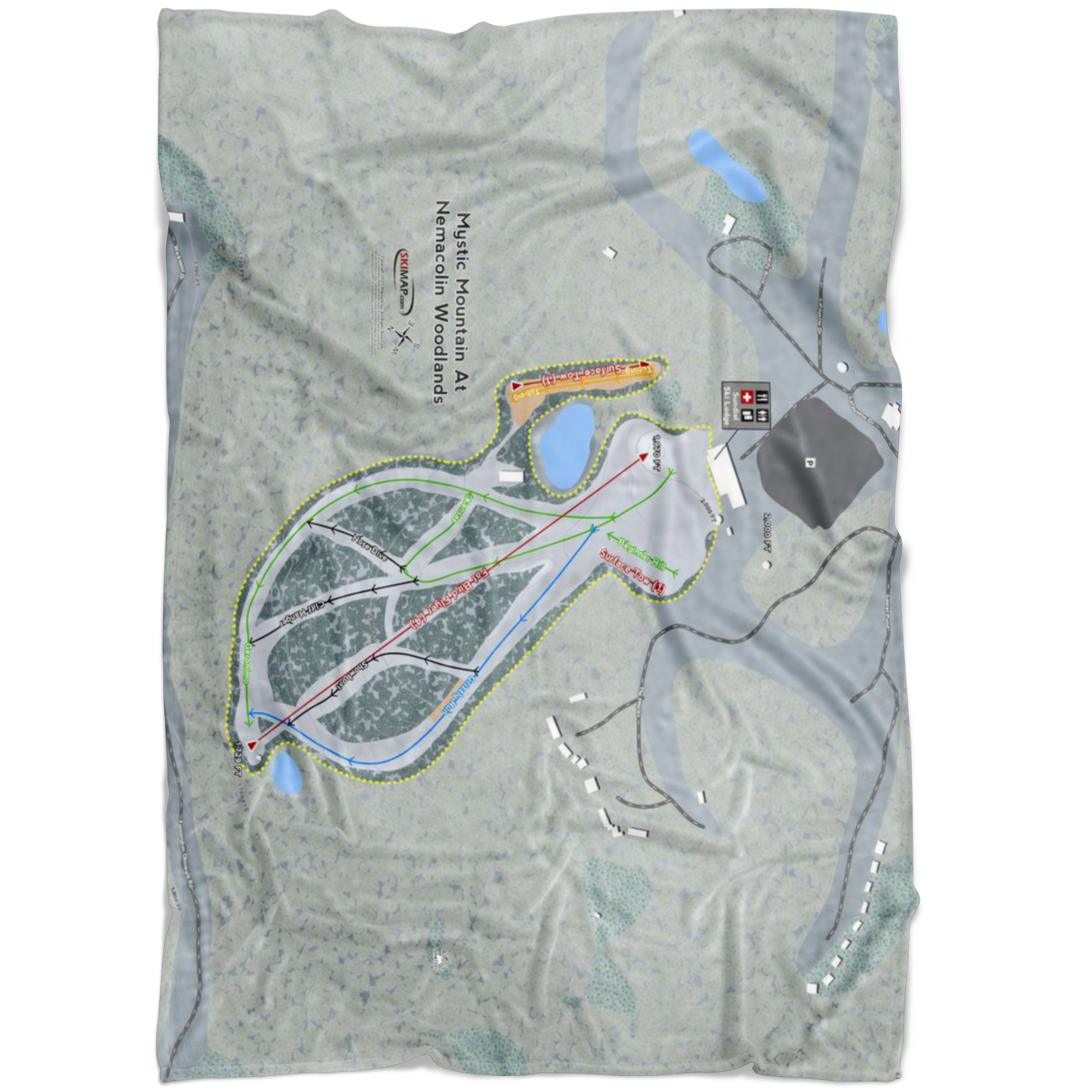 Mystic Mountain Nemacolin, Pennsylvania Ski Trail Map Fleece Blanket - Powderaddicts