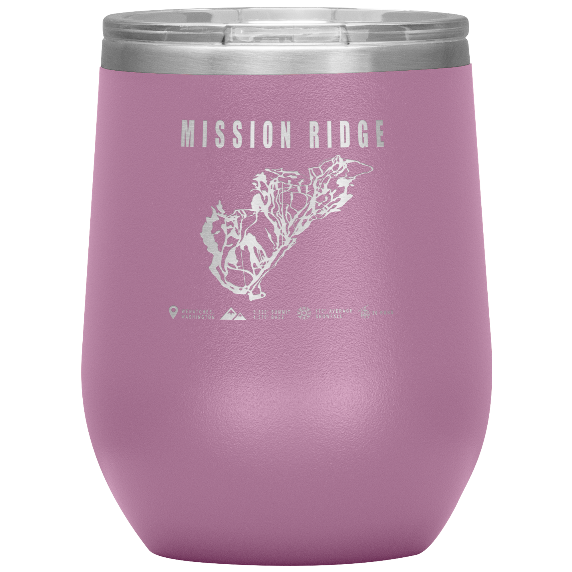 Mission Ridge, Washington Ski Trail Map Wine 12oz Tumbler - Powderaddicts