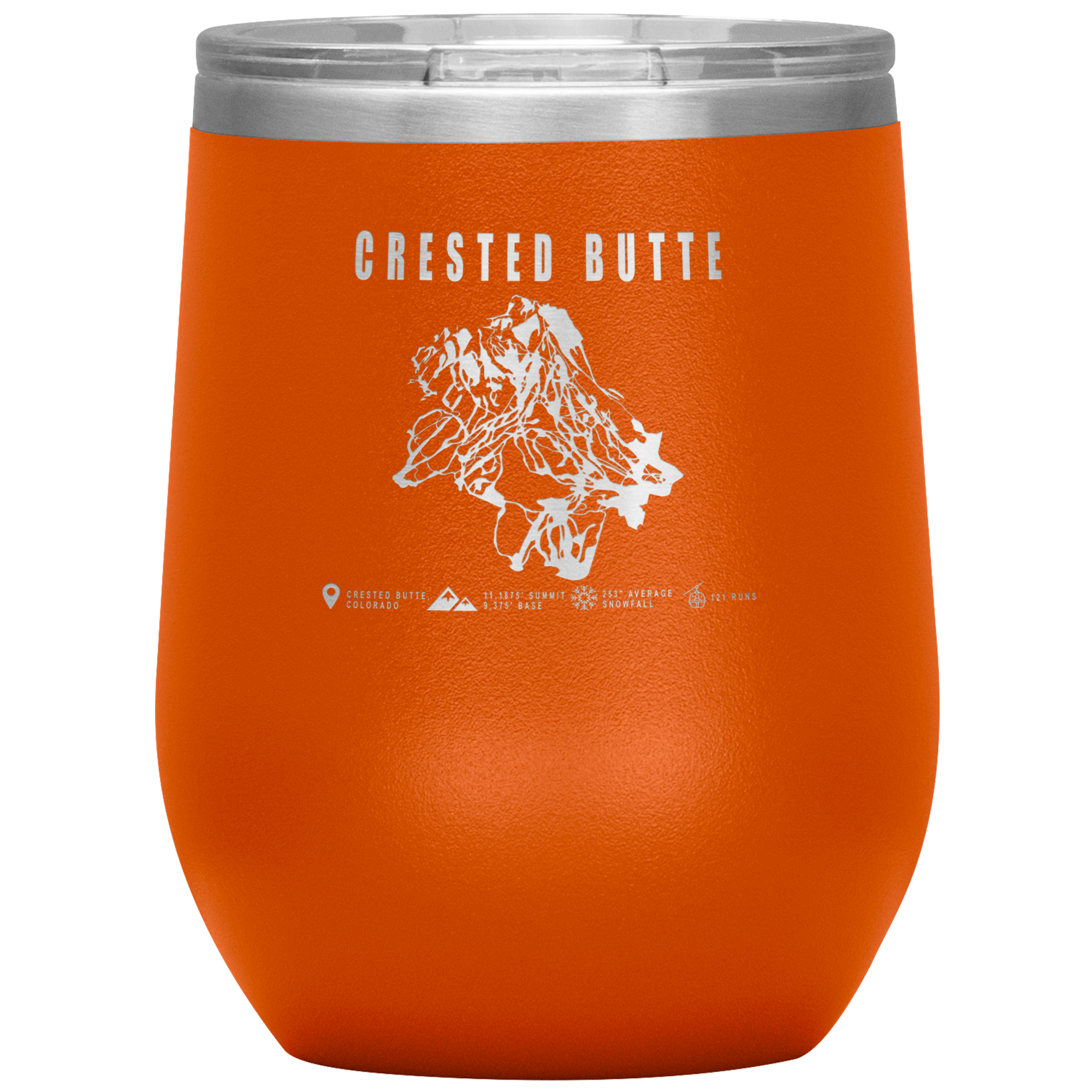 Crested Butte Colorado Ski Trail Map Wine 12oz Tumbler - Powderaddicts