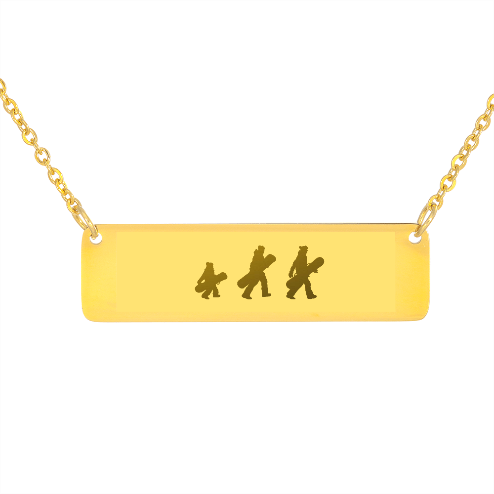 Walking Snowboarding Family - 1 Mom, 1 Dad, 1 Kid | Personalized Bar Pendant Necklace - Powderaddicts