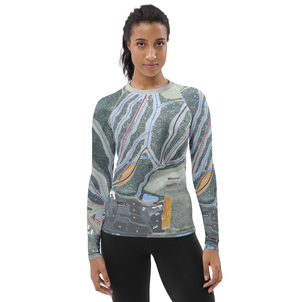 Whitetail, Pennsylvania Ski Trail Map Women&#39;s Base Layer Top - Powderaddicts